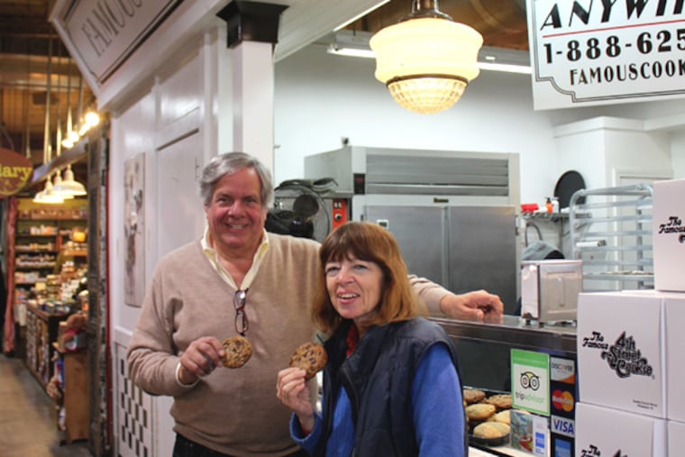 Carolyn Wyman visiting Famous 4th Street Cookies at Reading Terminal Market, where owner David Auspitz is in the chips.