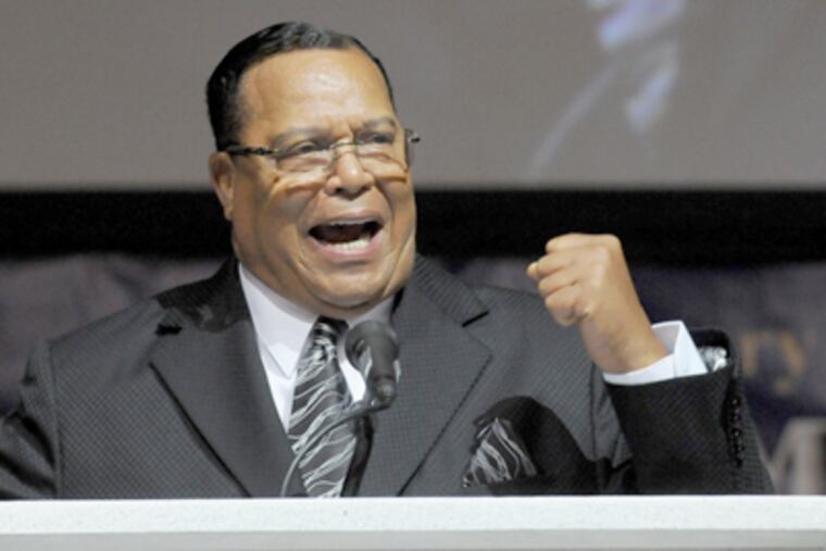 Minister Louis Farrakhan spoke at the Convention Center on Sunday, marking the anniversary of the 1995 Million Man March. (April Saul / Staff Photographer)