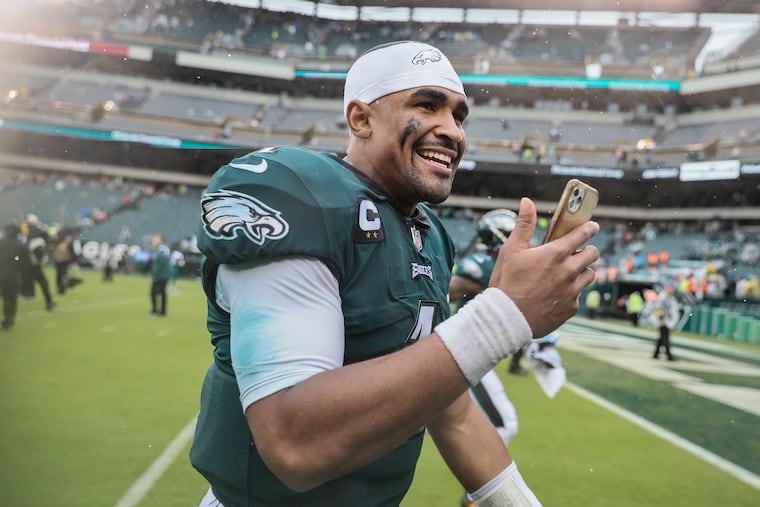 Philadelphia Eagles quarterback Jalen Hurts will appear with Peyton and Eli Manning on their alternate 'Monday Night Football' broadcast tonight.