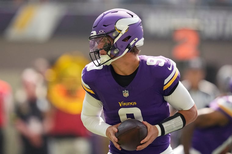 Minnesota Vikings quarterback J.J. McCarthy during the preseason game against the Las Vegas Raiders on Saturday.