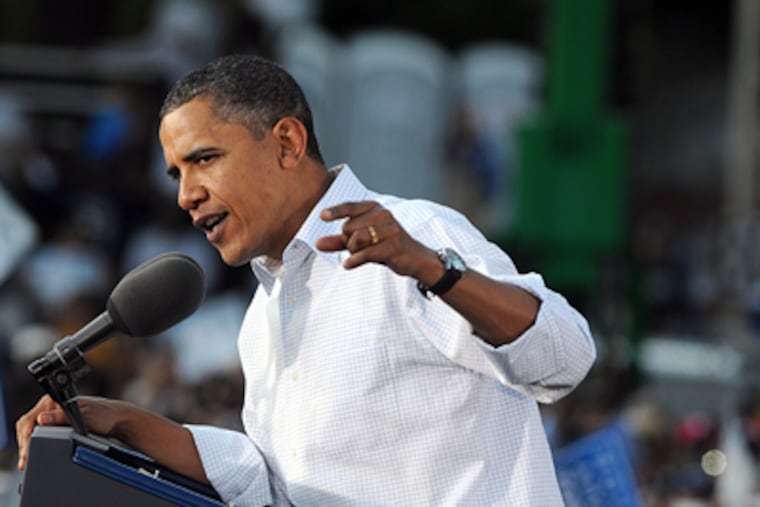 President Obama spoke to an estimated 18,000 people Sunday in Germantown. (Sarah Glover / Staff Photographer)