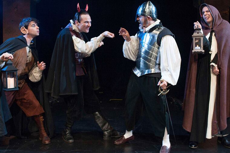 Quintessence players: (from left) Connor Hammond, Josh Carpenter, Gregory Isaac, and Sean Close in "The Mandrake." (Photo: Shawn May)