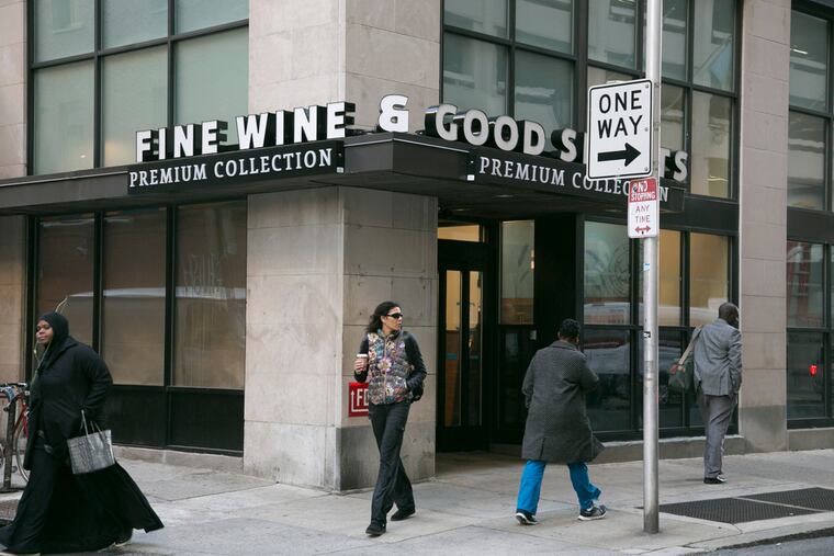 Exterior of 1515 Locust Street, location of a soon-to-open Premium Collection wine and spirits store, Monday, Nov. 28, in Philadelphia.