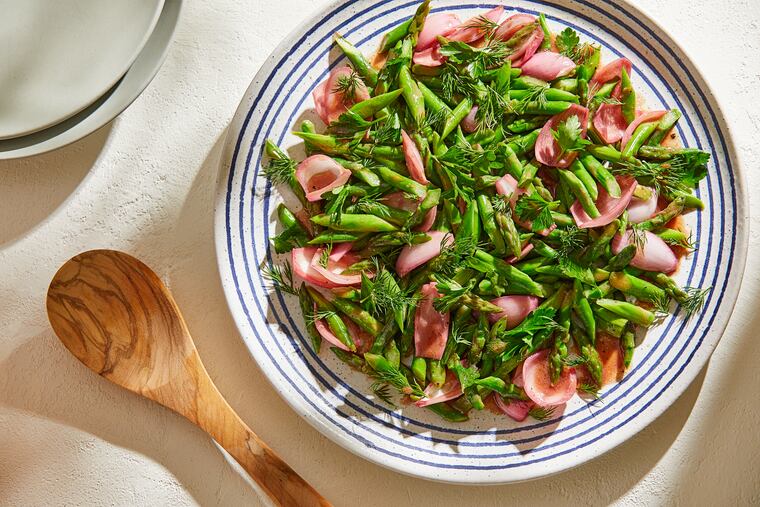 Asparagus Salad With Pickled Spring Onions MUST CREDIT: Tom McCorkle for The Washington Post/food styling by Gina Nistico for The Washington Post