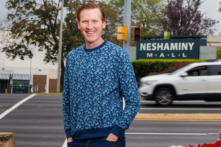 Jeremy Konopka, a local actor and comedian, across the street from Neshaminy Mall in Bensalem.
