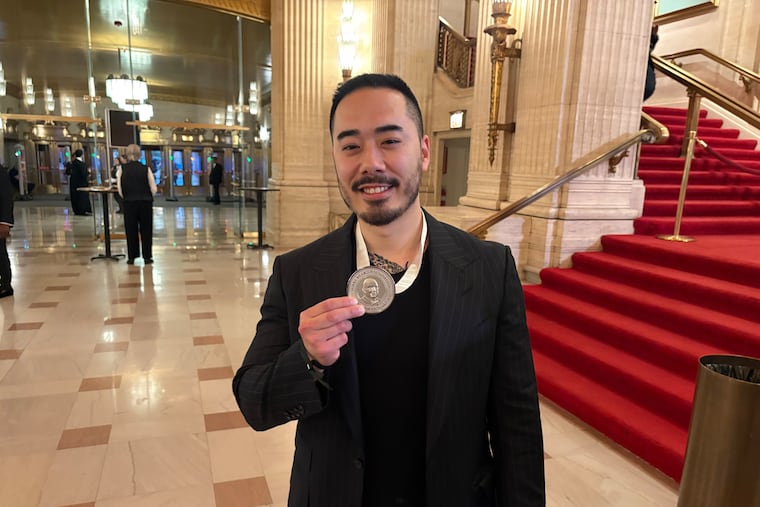 Jesse Ito, chef-owner of Royal Sushi and Izakaya, shows off his James Beard Award in Chicago on June 15, 2026.