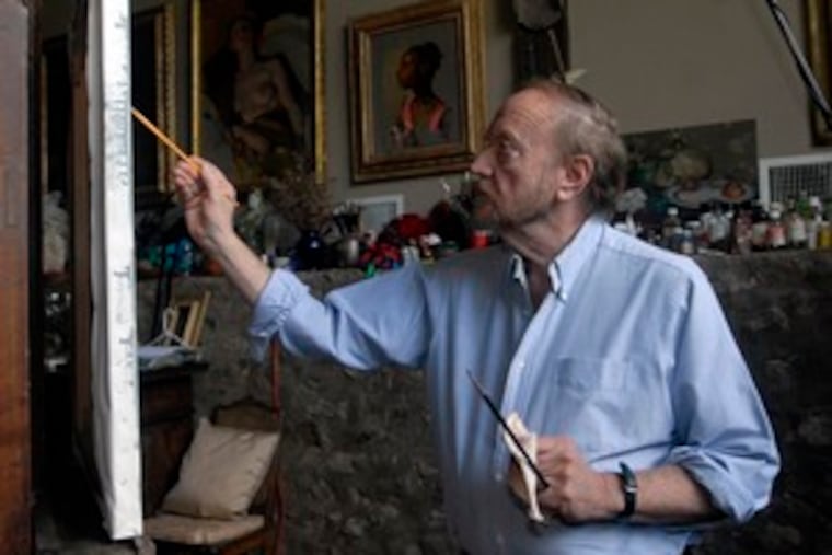 Nelson Shanks, at work on the Kiera Chaplin painting. Shanks, whose subjects have included Bill Clinton, Ronald Reagan and Princess Diana, will be featured in a Smithsonian documentary.