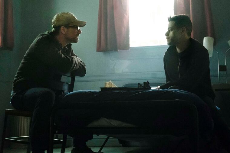 Christian Slater (left) is the title character in "Mr. Robot," and Rami Malek is Elliot, the delusional, depressed computer geek who takes on the world.