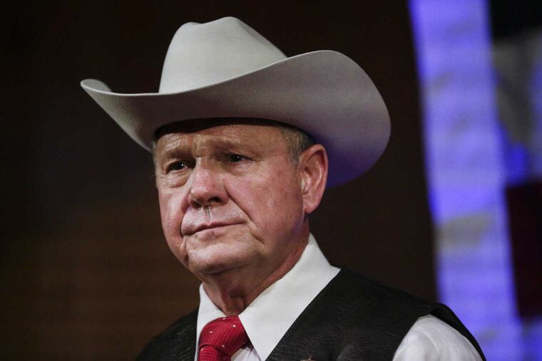 Former Alabama Chief Justice and U.S. Senate candidate Roy Moore speaks at a rally, Monday, Sept. 25, 2017, in Fairhope, Ala.
