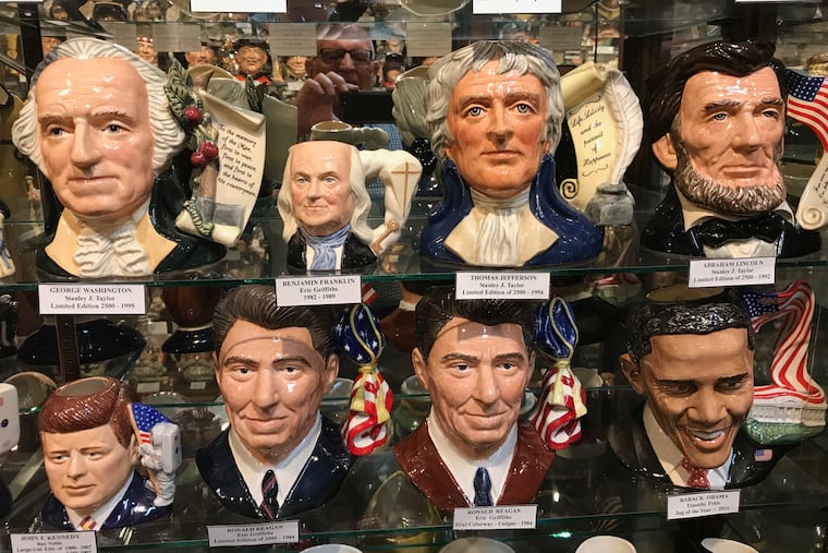 At the American Toby Jug Museum in Evanston, Ill., historical figures are part of more than 8,000 items on display -- including presidents George Washington, Thomas Jefferson, Abraham Lincoln, John F. Kenndey, Ronald Reagan, and Barack Obama and also Benjamin Franklin.