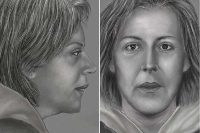 Composite sketch of a woman found in January along the Delaware River in South Jersey.