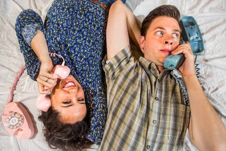 Alex Keiper (left) and Michael Doherty in “TouchTones,” through Dec. 3 at Arden Theatre Company.