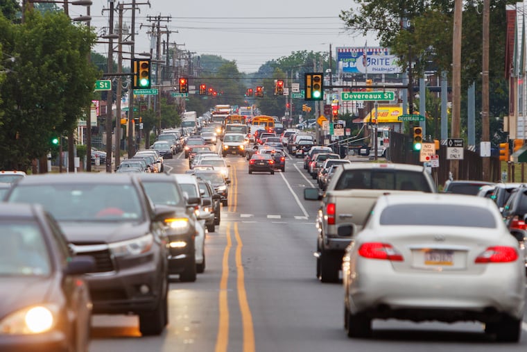 Heavier than normal traffic along Torresdale Avenue after a fire collapsed a section of a bridge on I-95 over Cottman Avenue on Sunday.