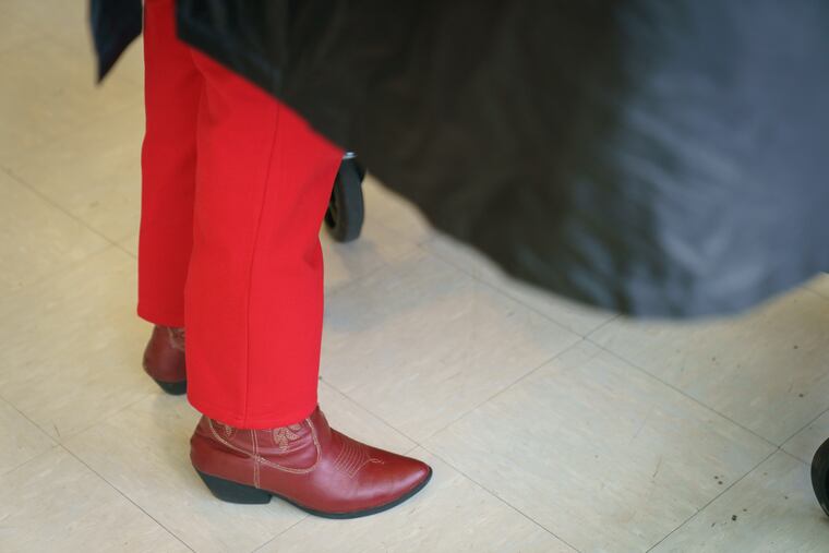 Carolyn Porter votes at Pinn Memorial Baptist Church in Philadelphia on primary election day in May.