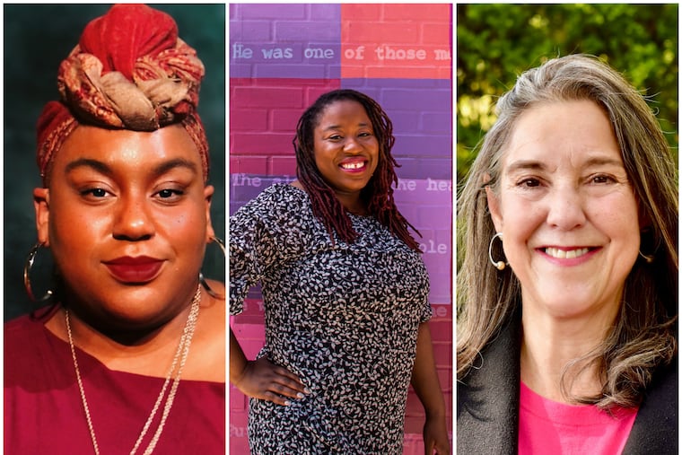 From left: Sabriaya Shipley, head of Theatre Philadelphia; LaNeshe Miller-White, head of Philadelphia Young Playwrights; and Charlotte Cohen, head of the Association for Public Art.