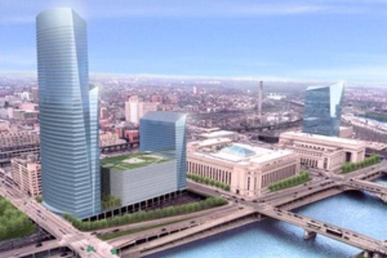 An artist's rendering of the Cira Centre South project on 30th Street, including the Postal Service building conversion.