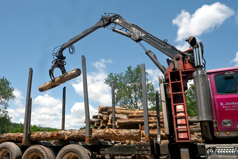 Richard Jordan works his lumber truck in Muncy Valley in June. “What you need is more workers like me or more younger kids in the woods,” he said.