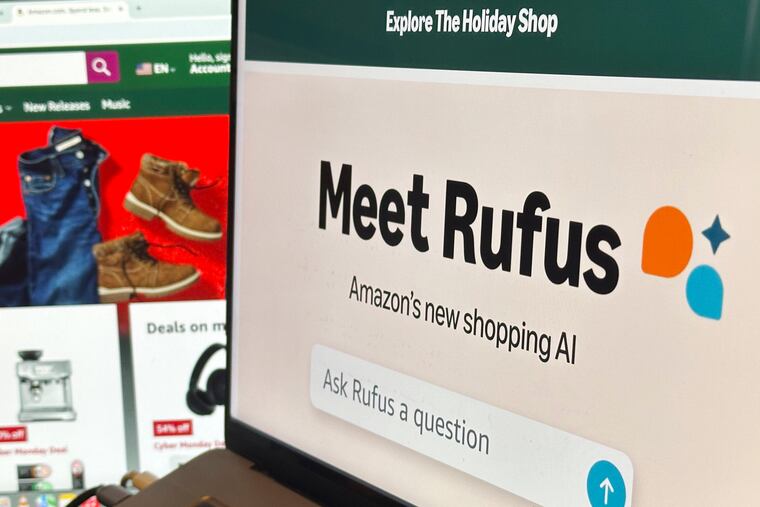 Amazon's generative AI-powered shopping assistant, known as Rufus, appears on a computer monitor in this photo taken on Dec. 1, 2024, in New York.