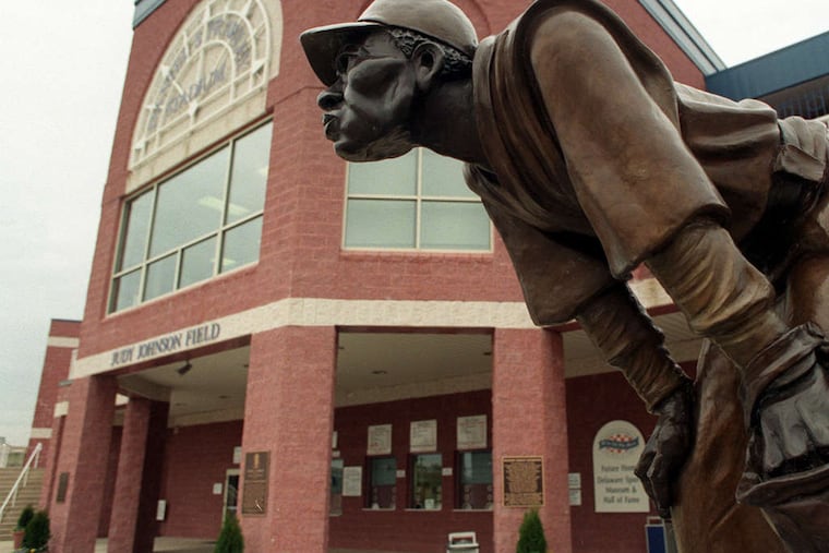 A statue of Judy Johnson, Negro league and Hall of Fame player, in front of Frawley Stadium, home of the Wilmington Blue Rocks in Wilmington.