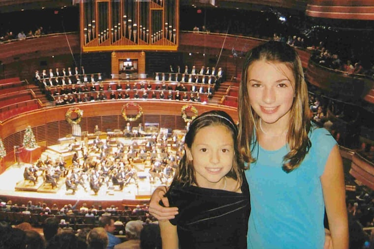 Catherine (left) and Alison Mosier-Mills at the Kimmel Center in 2006 for "The Glorious Sound of Christmas."