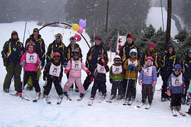 A group of participants with the Woods Valley Children's Program at Woods Valley in Westernville, N.Y. It's important to get children ski lessons before hitting the slopes. (AP Photo/Woods Valley)