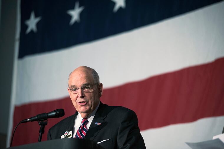 FILE - In this June 3, 2017 file photo North Carolina Republican Party Chairman Robin Hayes speaks during the North Carolina Republican Party State Convention at the Wilmington Convention Center in Wilmington, N.C. Hayes won't seek re-election to the post after all, the former congressman announced Monday, April 1, 2019. (AP Photo/Mike Spencer, File)