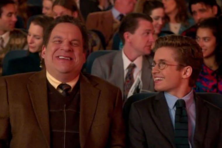 Jeff Garlin (left) as Murray Goldberg and Sean Giambrone as Adam Goldberg in a scene set in the 1980s Walnut Street Theatre in the ABC comedy “The Goldbergs.”
