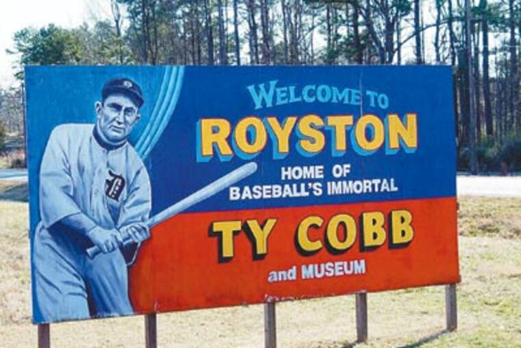 A sign greets visitors to the Royston, Ga., home of the Ty Cobb Museum. (Credit: Ty Cobb Museum)
