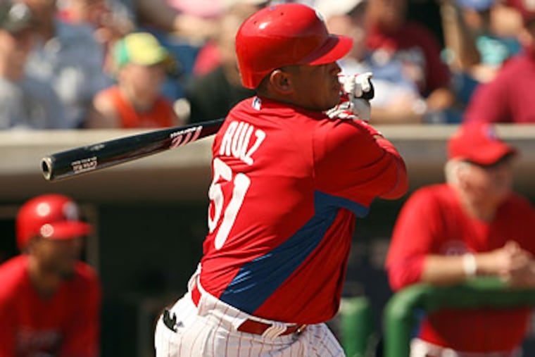 "I can do the same or better," Carlos Ruiz said of improving his skills at the plate this year. (Yong Kim/Staff file photo)