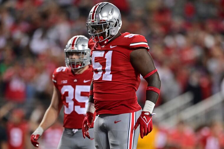 Ohio State defensive tackle Michael Hall had a strong showing on Day 2 of Senior Bowl practices in Mobile, Ala.
