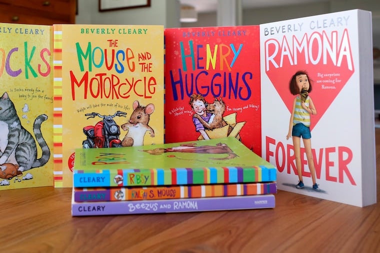 This image shows a collection of books by Beverly Cleary on Friday, March 26, 2021, at a home in Altadena, Calif. The beloved children's author, whose characters Ramona Quimby and Henry Huggins enthralled generations of youngsters, has died. She was 104. Cleary's publisher, HarperCollins, announced her death Friday. In a statement, the company said Cleary died in Carmel, Calif., her home since the 1960s, on Thursday. No cause of death was given. (AP Photo/Anthony McCartney)