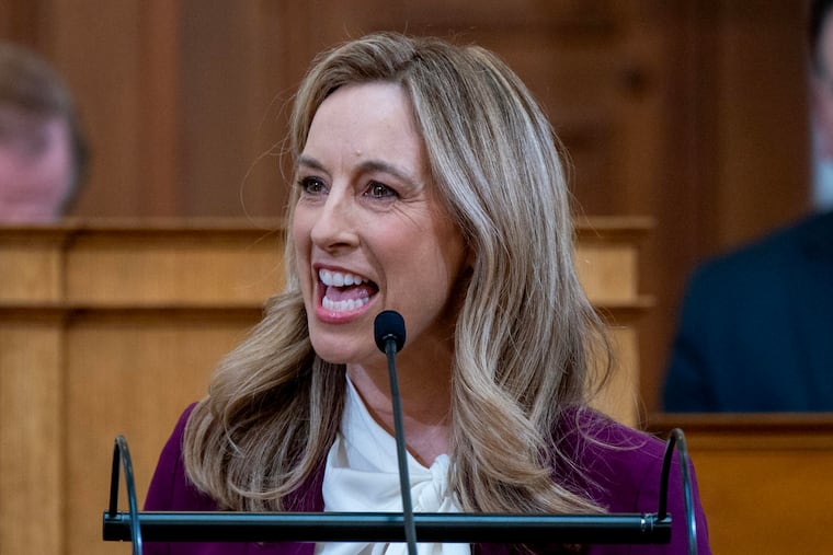 Gov. Mikie Sherrill gives her budget address Tuesday, Mar. 10, 2026, in the Assembly Chamber at the New Jersey State House.