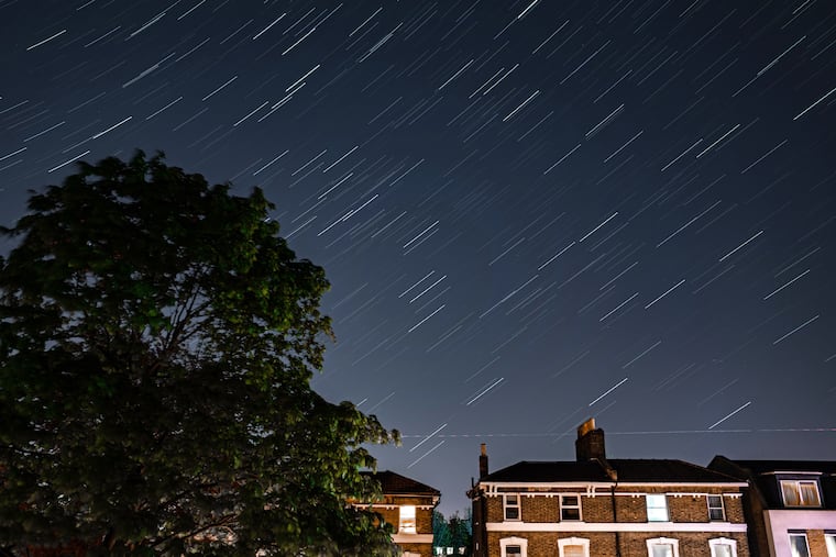 A multiple-exposure image of a meteor shower from two years ago.