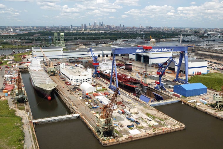 An aerial view of the Philly Shipyard's docks.