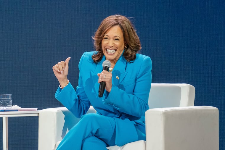 Vice President Kamala Harris, pictured here at the Essence Festival of Culture in New Orleans on July 6, has deployed the use of the word "weird" to describe her opponents in her presidential campaign. The strategy, says Margaret Betz, is an effective form of laughtivism.