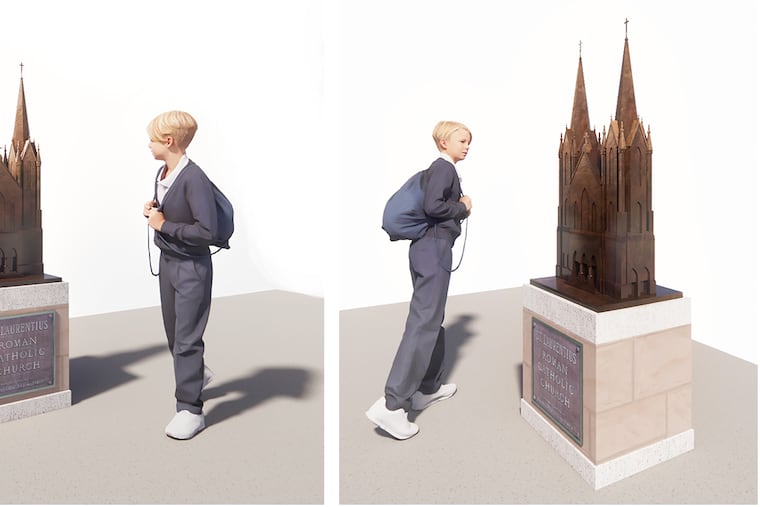A rendering of the child-size Saint Laurentius model planned for the site of the demolished church.