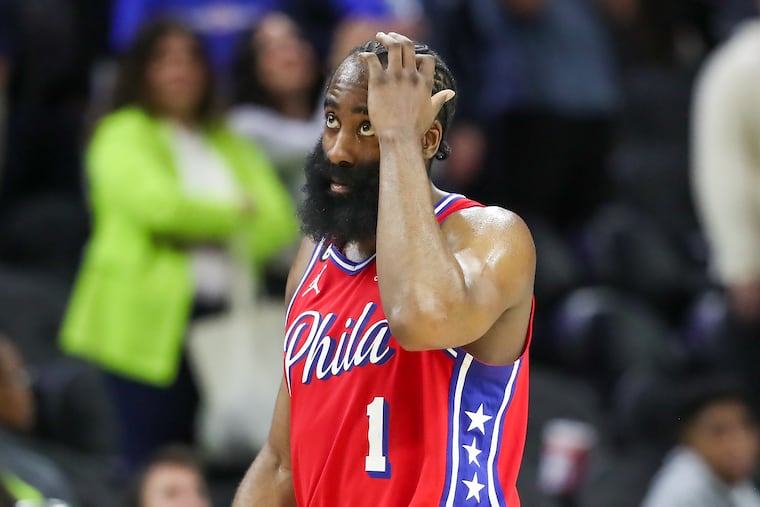 Sixers guard James Harden had 16 points on 3-of-14 shooting on Friday night.