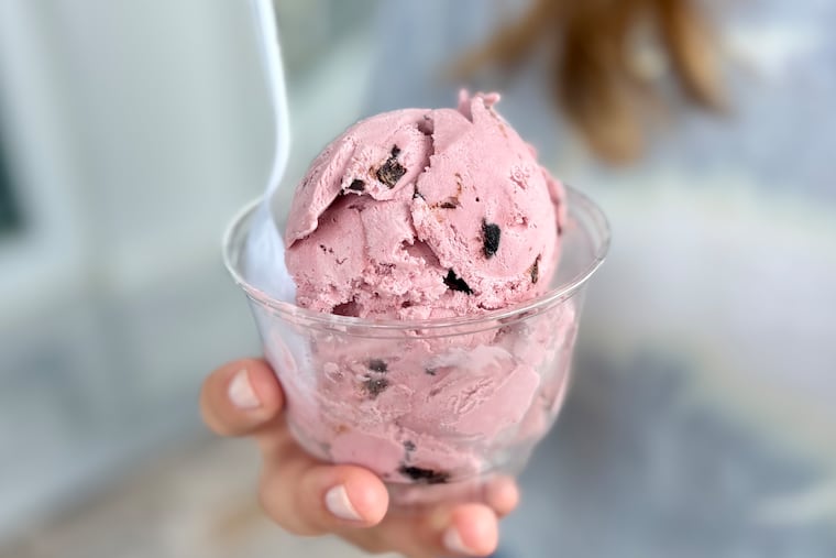 Bordeaux cherry chip ice cream is one of the highlight flavors at the Jersey Cow Ice Cream chain.