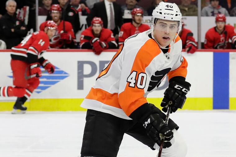 Flyers center Jordan Weal skates against the Carolina Hurricanes on Thursday, January 3, 2019 in Philadelphia.