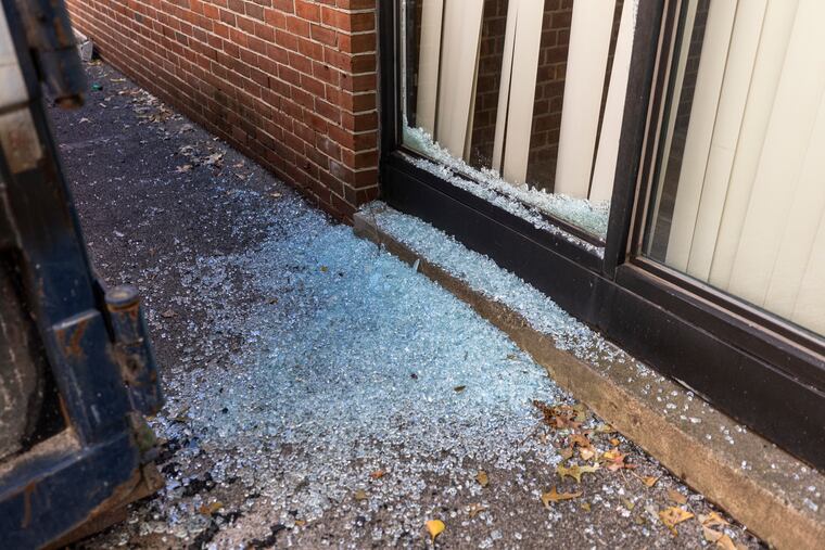 The Kahal Kadosh Mikveh Israel synagogue along Fourth Street was hit with arson and vandalism Wednesday. A dumpster was set on fire, and windows were shattered in an apparent break-in attempt.