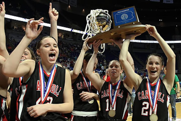 The Archbishop Carroll girls' basketball team won its first PIAA title since 2009. (Steven M. Falk/Staff Photographer)