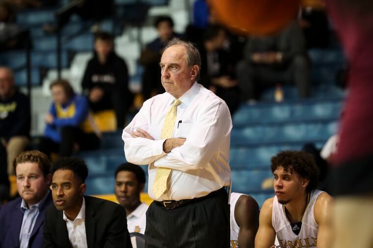La Salle coach Fran Dunphy watches during the loss to Lafayette.
