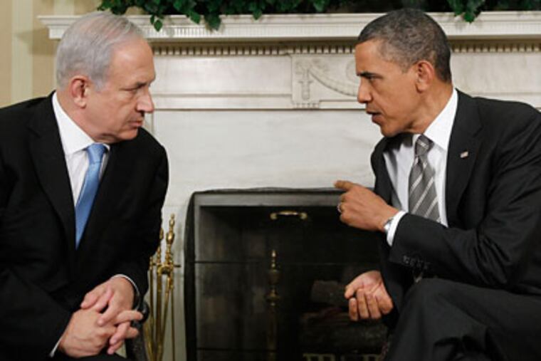 President Barack Obama, right, meets with Prime Minister Benjamin Netanyahu, left, of Israel in the Oval Office at the White House in Washington, Friday, May 20, 2011. (AP Photo/Charles Dharapak)