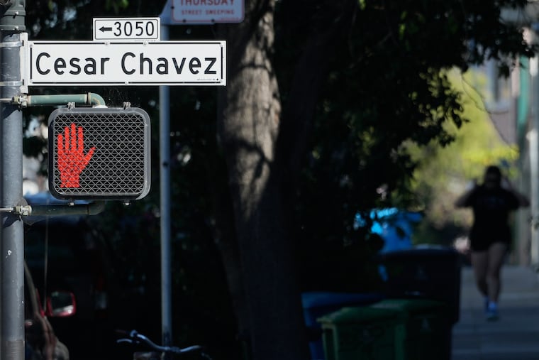 A César Chavez Street sign is shown in San Francisco.