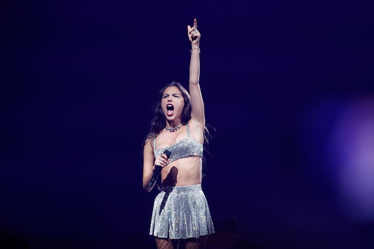 Olivia Rodrigo performs during the "GUTS tour" at the Wells Fargo Center in South Philly on July 19, 2024. She is bringing her "The Unraveled Tour" to the Xfinity Mobile Area for two shows in November.