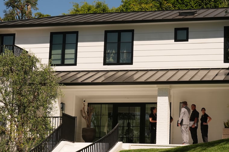 The exterior of Rihanna's residence is shown Monday in Beverly Hills, Calif.