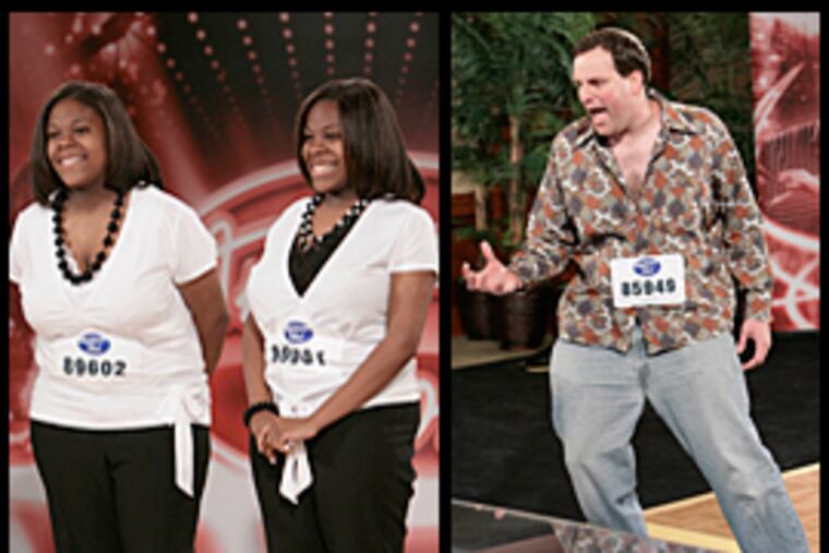 The first audition show, usually the cruelest of all, features two hours of Philly auditions, including Maleah and Malissa Flowers, left, and Pauley Nipple of New Hope.