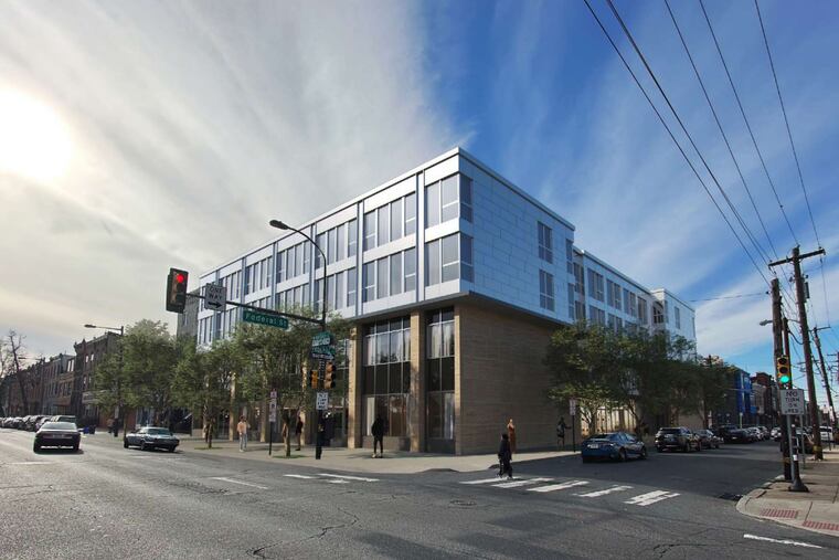 A rendering of the proposed apartment building for 1200 S. Broad St., built atop the historic structure.