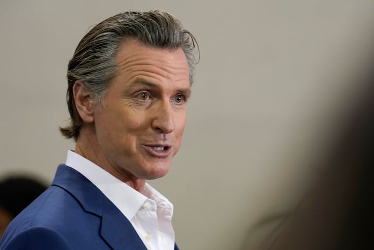 California Gov. Gavin Newsom speaks at a news conference in Sacramento, Calif.