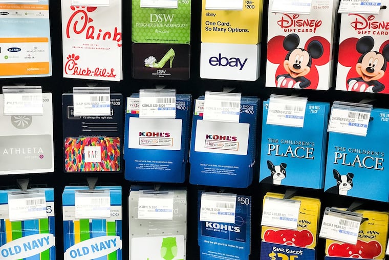 An array of gift cards are displayed for shoppers in this file photo.